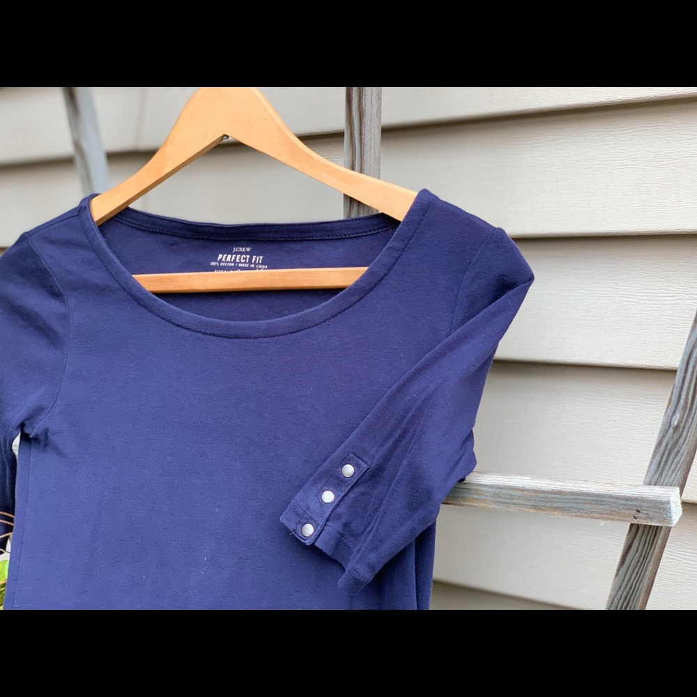 J Crew XS Navy Perfect T boat neck Short Sleeve